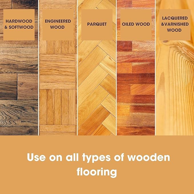 Furniture Clinic Wood Floor Polish | 1700 Sq Ft Coverage | Polishes to a Glossy Finish | Protects Against Stains & Fills Scratches | For All Types of Wood Flooring | 17oz/500ml