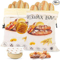 2026 New Upgrade 2-Pack Reusable Beeswax Bread Bags for Homemade Bread Sourdough, 17"×13"Natural XL Beeswax 100% Linen Moisture-proof Lined Storage Bags with Buckle& 1 Bowl Covers,Keeps Fresh Longer