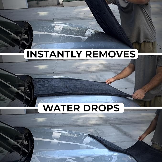 WEST BROS Large Car Drying Towel, 1300 GSM Professional Car Towel with Double Twisted Loop,Super Absorbent Large Microfiber Drying Towels for Cars, Trucks, SUVs - 20"x26", Gray
