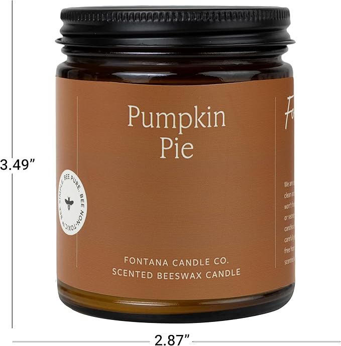 Fontana Candle Co Wood Wick Beeswax Jar Candles, Pumpkin Pie Fall Candle - Made with Coconut Oil & Pure Essential Oils – Clean Burn, Long Lasting and Non-Toxic Candles for Home & Room Decor
