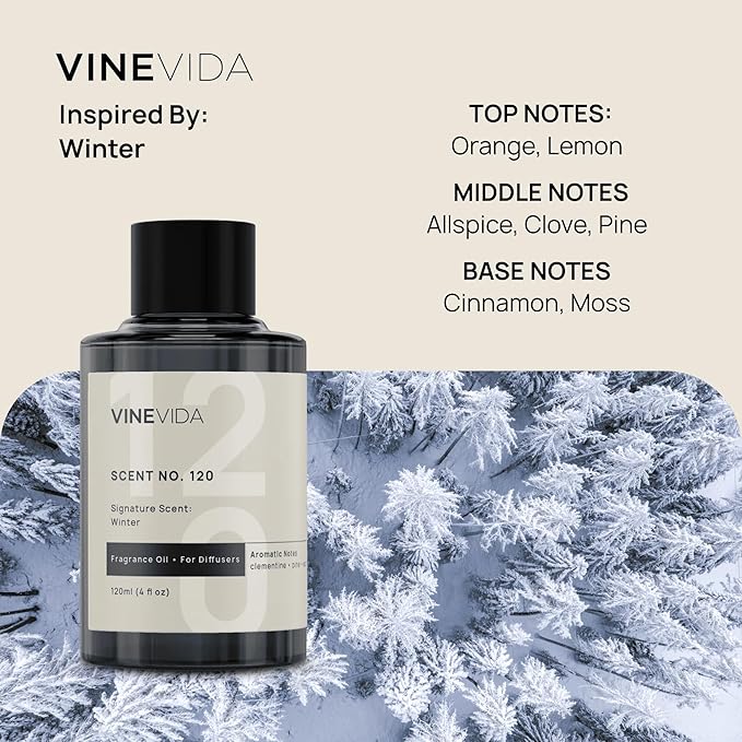 VINEVIDA Winter Collection (Pack of 4) - Diffuser Fragrance Oil Set - Cold Air Diffuser Oil | Waterless Diffuser Oil Refill
