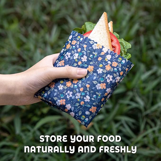 Akeeko Reusable Beeswax Food Wraps - Assorted 9 Packs, Eco-Friendly Reusable Wrap, Biodegradable, Zero Waste, Organic Cloth, Sustainable, Plastic-Free Food Storage, 1Large, 3Medium, 5Small Sizes