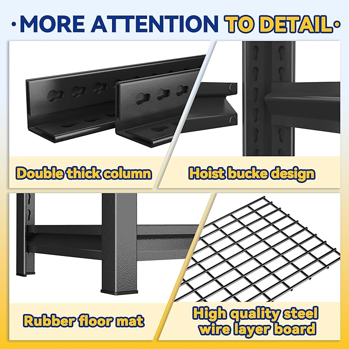 Notmise Garage Shelving, Heavy Duty 5-Tier Wire Shelving Unit, 72" H x 48" W x 24" D, 2500 lbs Load Capacity Storage Shelves, Adjustable Metal Shelves for Garage, Kitchen, and Pantry Storage