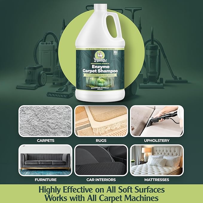 Sprinkle & Sweep Enzyme Carpet Cleaner - Enzyme Carpet Shampoo (1gal) - Carpet Cleaner Solution to Eliminate Tough Stains & Neutralize Odors - Removes Dog, Cat, All Pets Urine- Use with All Machines