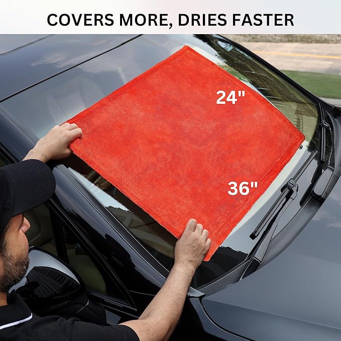 The Pro Stuff® Auto Drying Towel for Car - 1400 GSM Super Absorbent | Extra-Large 24×36 inch (2×3 ft) | Twisted Loop Microfiber | Dual-Sided Lint-Free Scratch-Free Edgeless Design | Resealable Bag