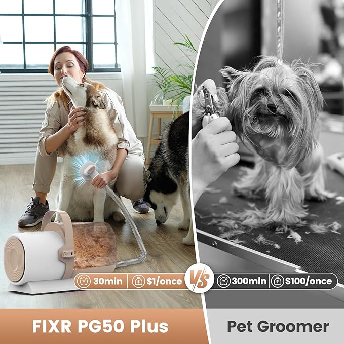 Dog Grooming Vacuum, Pet Grooming Kit, Dog Clipper Nail Trimmer Grinder, 2.5L Dust Cup 7 Grooming Tools 11000Pa Dog Vacuum for Shedding Grooming, Pet Grooming Vacuum for Dogs, Home Cleaning, PG50 Plus