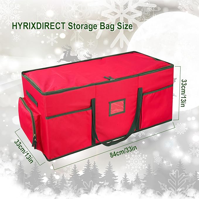 Christmas Ornament Storage Box -Up to 160 Holiday Ornaments with Adjustable Dividers & 6 Pockets Large Capacity Storage Container for Christmas Decorations Toys Gift Wrap Organizer