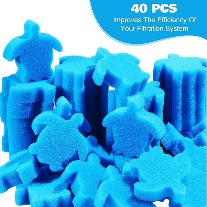Patelai 40 Pcs Hot Tub Sponge Spa Cleaning Sponges for Hot Tub Oil Absorbing Cleaning Scum for Spa, Bathtub and Swimming Pool to Soak up Oils Bathtub Accessories(Turtle Style)