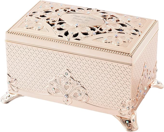 THINGS REMEMBERED Engraved Golden Anastasia Musical Jewelry Box (Free Customization), Plays Unforgettable Music, Gift for Women