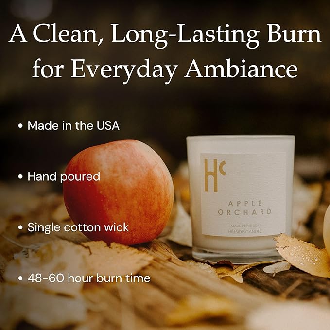 Apple Orchard Fragrance - Single Wick Soy Candles - Up to 60 Hour Burn Time, Cruelty-Free Soy Candle Wax Blend - Apple Blossom & Sheer Musk Fragrance (9 oz)