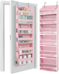 HOMELUX THEORY UPGRADED 6 Tiers Over The Door Organizer Hanging - 100D EXTRA THICK & 50lbs HUGE CAPACITY, 12 Side Mesh Pockets Over The Door Shoe Organizer, Hanging Closet Organizer (Baby Pink, 1pc)