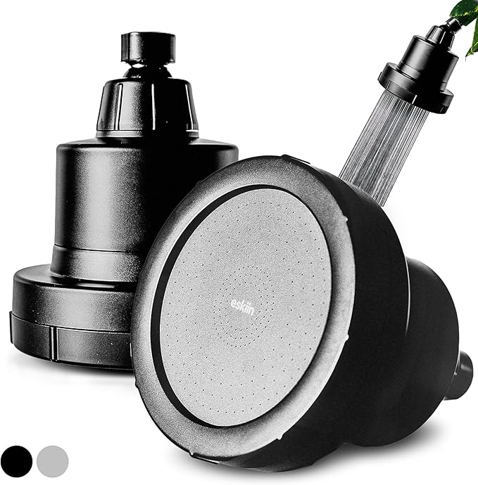 Filtered Showerhead - Best Shower Head With Filters For Healthy Hair & Skin - High Pressure Water Softener For Hard Water - Reduce Dandruff, Protect Colored Hair, And Soothe Dry Skin (Black)