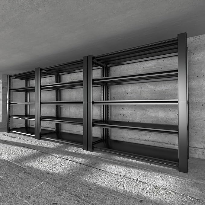 Nexvrtau 5-Tier Heavy Duty Garage Shelving Unit, 3000 LBS Capacity Metal Storage Rack 76" H x 60" W x 24" D, Adjustable Steel Shelves for Garage, Warehouse, Basement, Pantry, Workshop.3 Pack