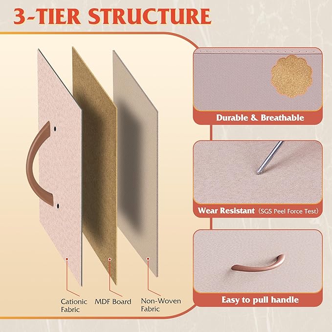 WLIVE Fabric Dresser for Bedroom, Tall Dresser with 8 Drawers, Storage Tower with Fabric Bins, Double Dresser, Chest of Drawers for Closet, Playroom, Dormitory, Pink and Rose Gold