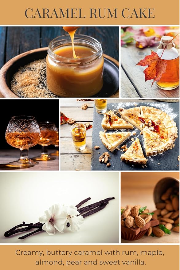 ECO CANDLE CO. Recycled Candle, Caramel Rum Cake, 26 oz. - Scents of Caramel, Rum, Maple, Almond, Pear, & Vanilla - 100% Soy Wax, No Lead, Kraft Paper Label & Lid, Hand Poured