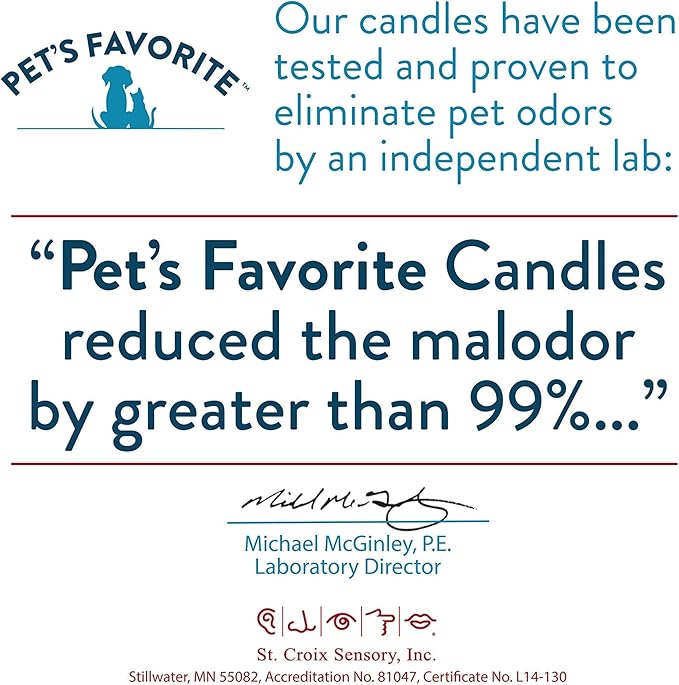 Pet's Favorite Pet Odor Candle, Clean Burning, Long Lasting Scented Candles with a Cotton Wick. (Lemon, Pack of 1)