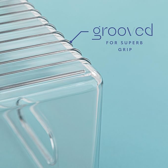 Plastic Food Storage 4 Pack Clear Container Bin with Handles for Organizing Kitchen, Pantry, Fridge, Freezer, Pantry,Bathroom. 16"x4"x5"