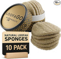 LoofaGO (10-Pack) Natural Loofah Sponges - 100% Biodegradable, Compostable & Plastic-Free, Non-Scratch Scrubbers for Kitchen, Dishes & Bath (Zero-Waste)