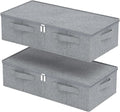 ENUMAIL Underbed Storage Box, Foldable Bed Sheet Organizer, Cube Bags Container with Lid for Organizing Clothes, Blankets, Comforter, 23.6x11.8x5.9in, Grey, 2 Pack