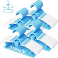 50 Pack Kids Hangers for Nursery Closet, Adjustable Non-Slip Toddler Baby Hangers with Windproof Buckle, 11-14" Infant Child Plastic Clothes Pant Hanger for Boys Girls Newborn Adult, Blue