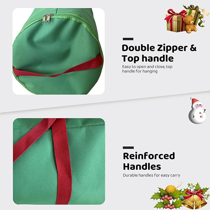 OUTTDID Christmas Wrapping Paper Organizer Storage, 41" Gift Wrapping Paper Storage Containers, 600D Oxford Fabric Gift Wrap Paper Holder Fits 18-25 Rolls, with Handles and Zippered, Green