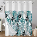TQUQOBU No Hook Boho Dark Emerald Leaves Shower Curtain with Liner, Waterproof Washable Fabric Shower Curtain, Modern Abstract Botanical Decorative Bathroom Curtains with Top Sheer Window, 71x74 Inch