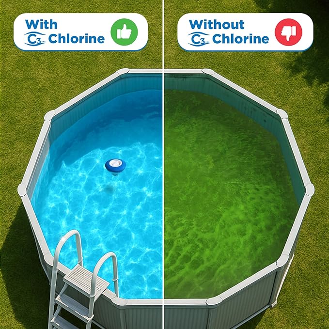 C3… 40 lbs. 3" Stabilized Chlorine Tabs for Swimming Pools | Easy to Use for Above Ground or Inground Pool | Slow Dissolving Individual Chlorinating Tablets | 40 Pound Bucket