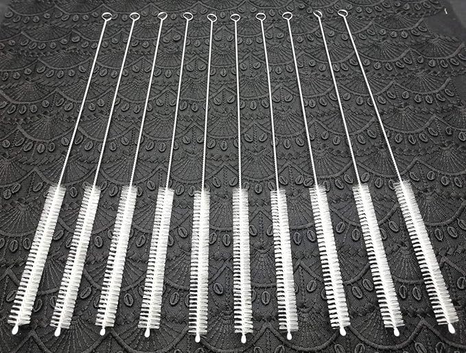AFUUFA Straw Cleaner Brush for Stanley Extra Long 12 inch, Extra Wide 12mm diam for 40/30/20 oz Stanley Mug, Nylon Bristles and Stainless Steel Handle Straw Brush for 40 oz Stanley(10 PCS)