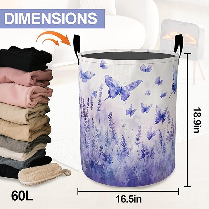 Groovy Starry Sky Sunflower Laundry Basket-Large Foldable Hamper Holder Portable Tall Collapsible Laundry Hamper Storage Basket Bin with Handles, Canvas & Waterproof lining for Household Items