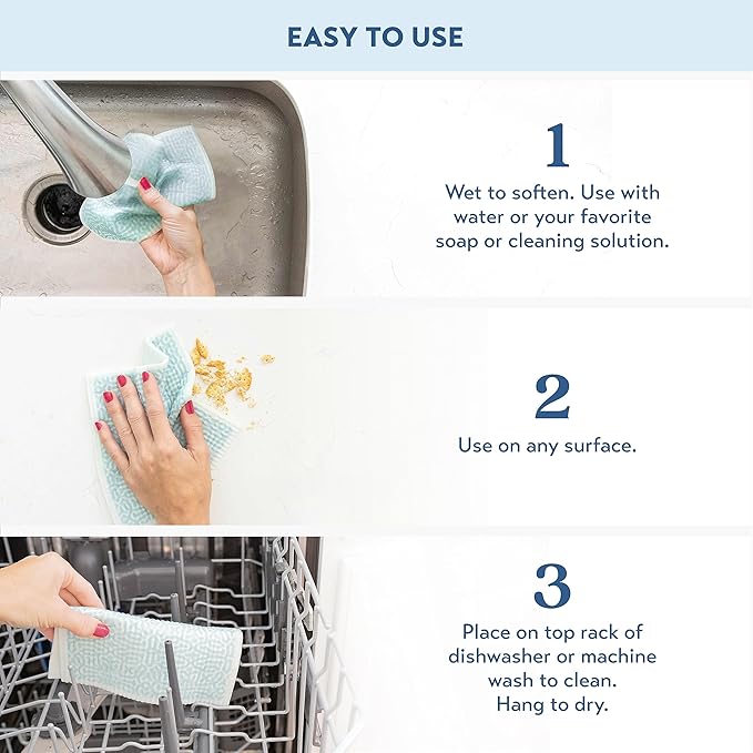 ELYN Swedish Dishcloths, Reusable & Washable Sponge Cloths, Absorbent Cleaning Paper Towels for Kitchen, Dishes, Counters and More, 5 Pack, Assorted Bohemian Patterns