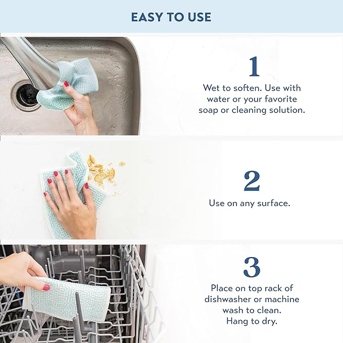 ELYN Swedish Dishcloths, Reusable & Washable Sponge Cloths, Absorbent Cleaning Paper Towels for Kitchen, Dishes, Counters and More, 5 Pack, Assorted Fruit Pattern