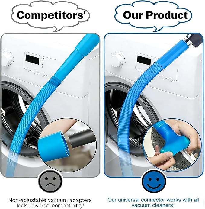 Dryer Vent Cleaner Kit，Dryer Vent Cleaning Vacuum Attachment，Fits All Vacuums，Dryer Vent Cleaning Vacuum Attachment，Universal Lint Dryer Attachment (Second-generation blue)