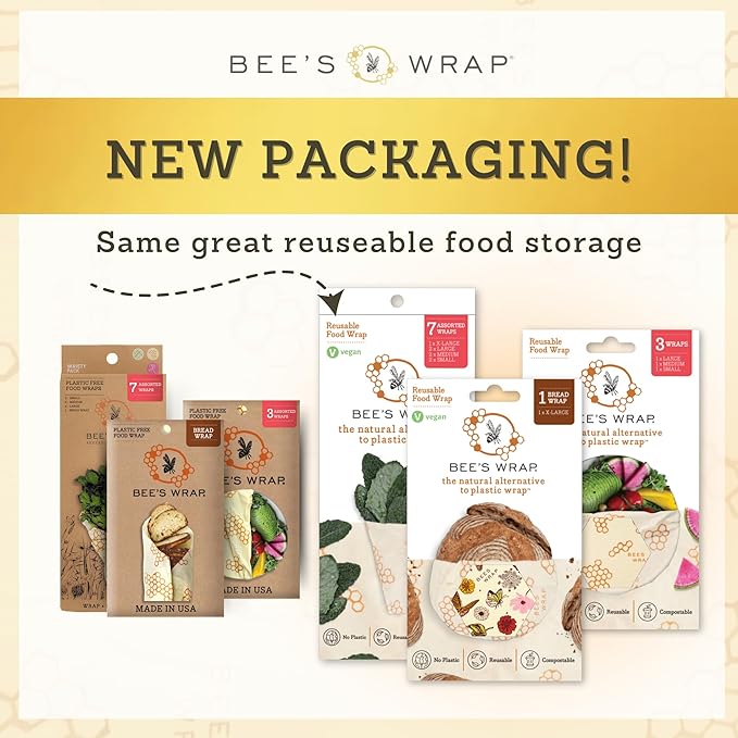 Bee's Wrap Beeswax Wraps for Food - Bread Wrap - Made in USA Reusable Bread Storage Bags - Organic & Eco-Friendly Alternative to Aluminum Foil, Sourdough Bags & Plastic Wrap, Garden Party
