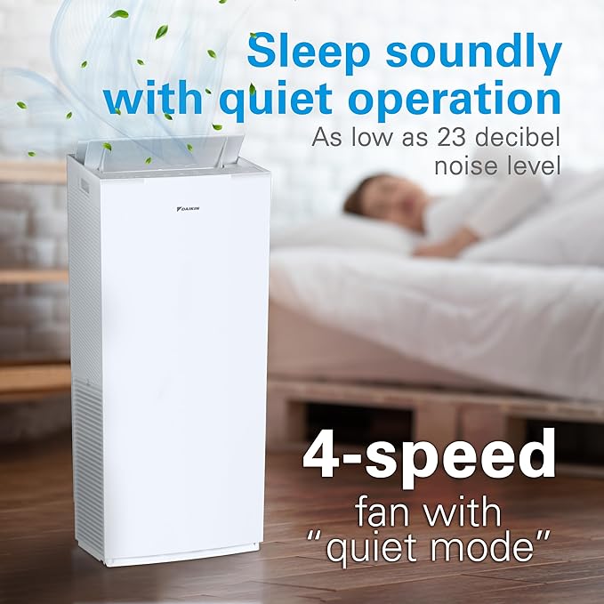Daikin Room Air Purifier Bundle, HEPA Air Purifier with Pre-filter, Carbon, and UVC LED Light Filtration, Zero Ozone, CARB Certified, Includes 2 Purifiers and 2 sets of Replacement Filters