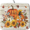 Hello Fall Dish Drying Mat Autumn Pumpkin Dish Drainer Rack Mats 16"x18" Fast Dry Microfiber Dish Drying Pad for Kitchen Countertop Table