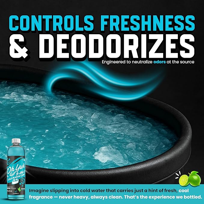 Oh Yuk 5-in-1 Cold Plunge Water Treatment – Cleaner, Clarifier, Conditioner, Combats Odors, Deodorizes – Premium Cold Tub & Ice Bath Care – Works with All Cold Plunges with Filter Systems – 32 Uses