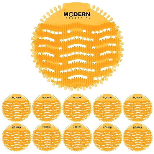 Modern Industrial Urinal Screen Deodorizer 10-Pack - Urinal Freshener and Urine Odor Eliminator - Fits Most Urinals in Schools, Restaurants, Offices, Long-Lasting Ocean Mist Scent - Blue