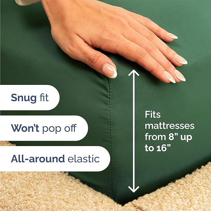 Queen 6 Piece Sheet Set - Comfy Breathable & Cooling - Ultra Soft Hotel Luxury Bedding Set w/ 8-16 Inch Deep Pockets - 1 Flat & 1 Fitted Sheet & 4 Pillowcases - Wrinkle Free and Easy Care - Emerald
