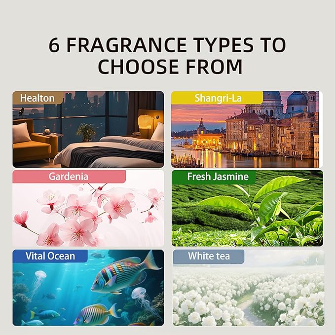 Waterless Essential Oil Diffuser for Home & Office Cordless Battery Operated Aroma Diffuser with 7 Mist Levels, Ultrasonic Air Freshener for Large Rooms Bedroom Bathroom Car Small & Portable