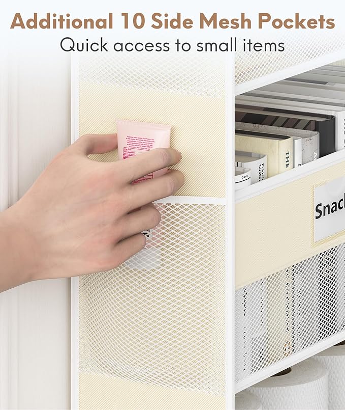 Optish Over The Door Organizer Hanging, 2 Pack 5 Shelf Behind The Doors Storage, Pantry Door Organizer, Closet Organizers for Bedroom and Nursery (Beige)