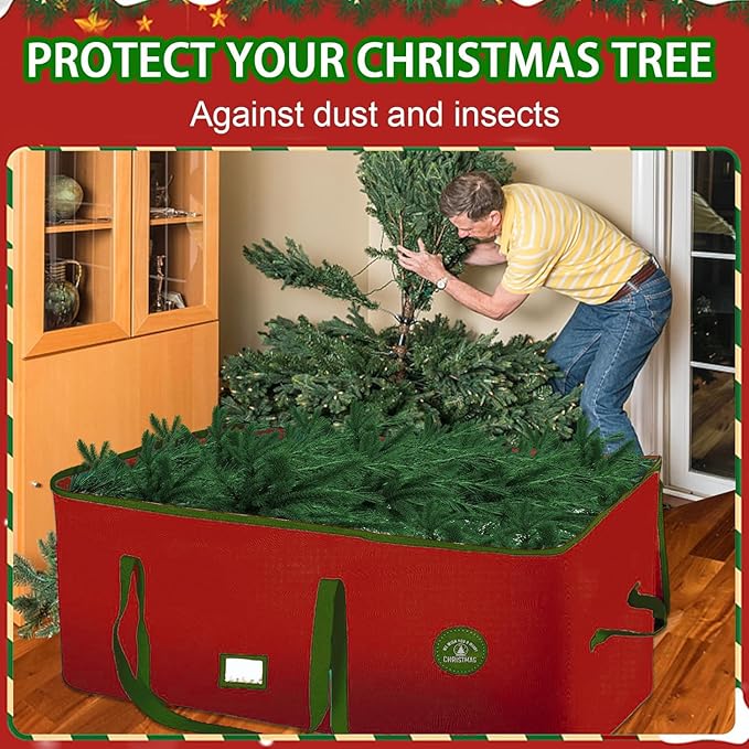 Christmas Tree Storage Bag 7.5Ft Tree Storage containers Bags 2 Piece Set with Small Storage Bag for Xmas Decorations (Green)