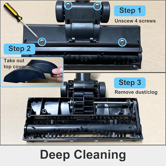 1-1/4" Turbo Brush Vacuum Accessory, as 1.25 Inch Shopvac Canister Universal Wet Dry Vac Floor Head Attachment, Ideal for Pet Hair Removal on Carpets Area Rugs Hardfloors (Turbo Brush)