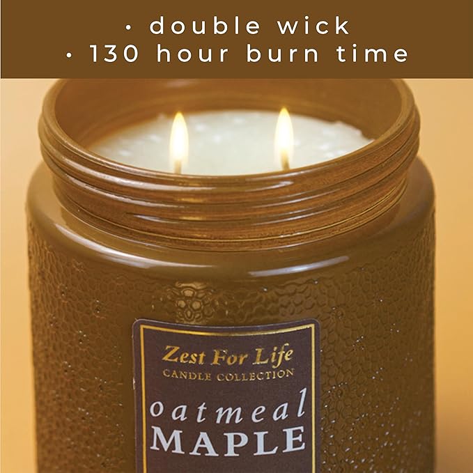 A Cheerful Giver - 28oz Large Scented Candle Jar with Lid- Zest for Life - 130 Hours of Burn Time, Gift for Women (Large, Oatmeal Maple)