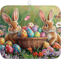 Wnoesat Easter Bunny Eggs Dish Drying Mat for Kitchen Counter 16x18 Inch Spring Easter Rabbit Flowers Drying Mat Microfiber Dish Drainer Rack Mats Absorbent Reversible Dishes Pad Dish Dryer Mat
