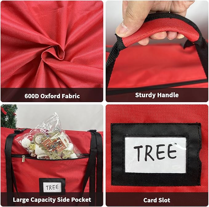 Christmas Tree Storage Bag Extra Large Waterproof Heavy Duty Storage Containers, Fits Up to Tall 7.5 ft Xmas Artificial Tree, 600D Oxford Xmas Holiday Tree Bag with Reinforced Handles Dual Zipper