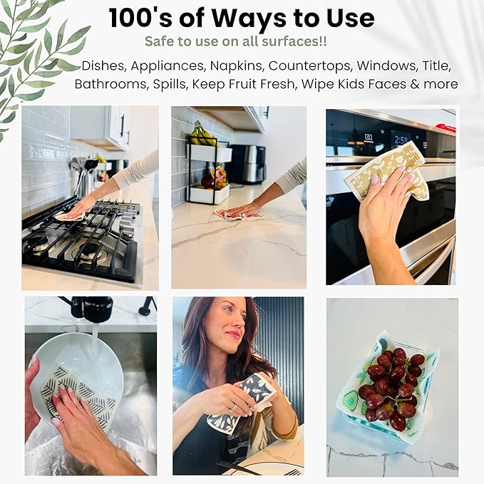 Harps&Seb Swedish Dishcloths for Kitchen Dishcloths - 6 Pack, Reusable Paper Towels with Clips, Super Absorbent Washable Non-Scratch Swedish Dish Towels, No Odor, Biodegradable