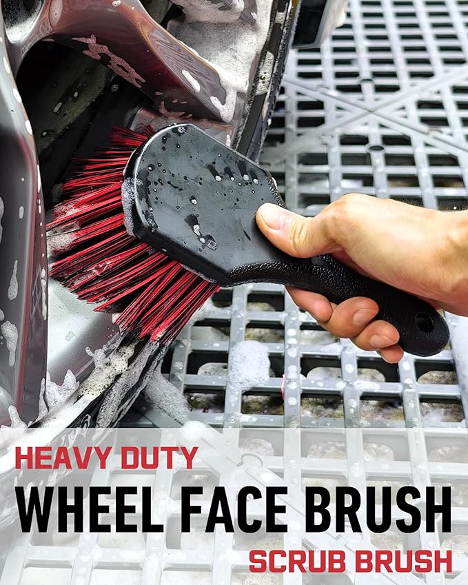 oesee 8PCS Wheel Cleaning Kit with Microfiber Brush & Rubber Grip Tire Brush, Twist Loop Drying Towel, Detailing Brush, Applicator for Car Rim and Tire Care