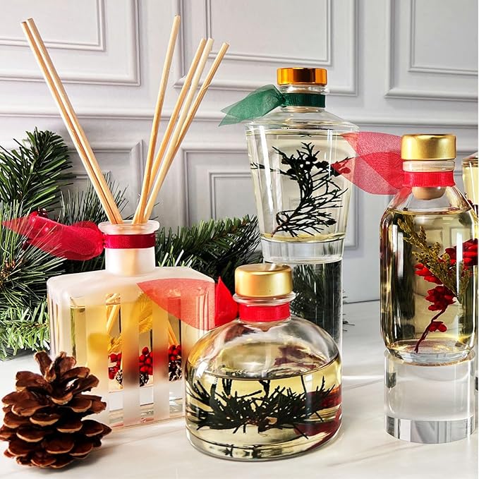 LOVSPA Reed Diffuser Set, Winter Woods Scented Oil Diffuser with Sticks, Home Fragrance Accessories for Bathroom Shelf Decor, Aroma Diffusers for Home or Office Desk, USA Made