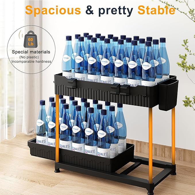 Sevenblue 3 Pack Under Sink Organizers, 2-Tier Multi-Use Kitchen and Bathroom Organizers and Storage with Sliding Drawers，Bathroom Cabinet Organizer (Black, 14.8 Inch)