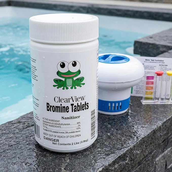 ClearView Bromine Tablets 1 Inch 2 Lbs for Spas, Brominating Tabs Chemical Sanitizer for Pools & Hot Tubs, Kill Bacteria & Algae